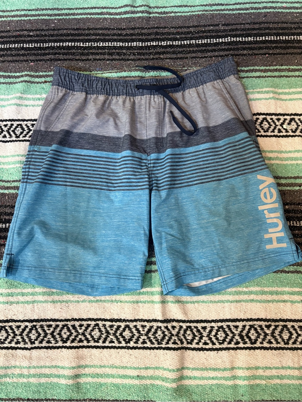 Hurley Black and Gray Men's Swim Shorts with Logo Waistband